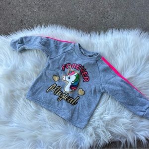 Diva Gray and Pink Unicorn Forever Magical Long Sleeve Top